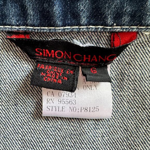 SIMON CHANG Size 6 Ombré Denim Jacket with Silver Metal Hardware - Picture 11 of 14